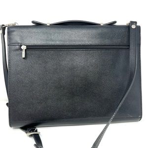 LANCEL Black Textured Leather Envelope Briefcase Excellent pre owned condition